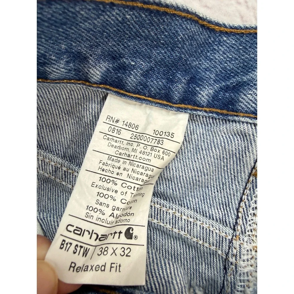Carhartt B17 STW Jeans Mens 38x32 Blue New Relaxed Fit Tapered Leg Denim